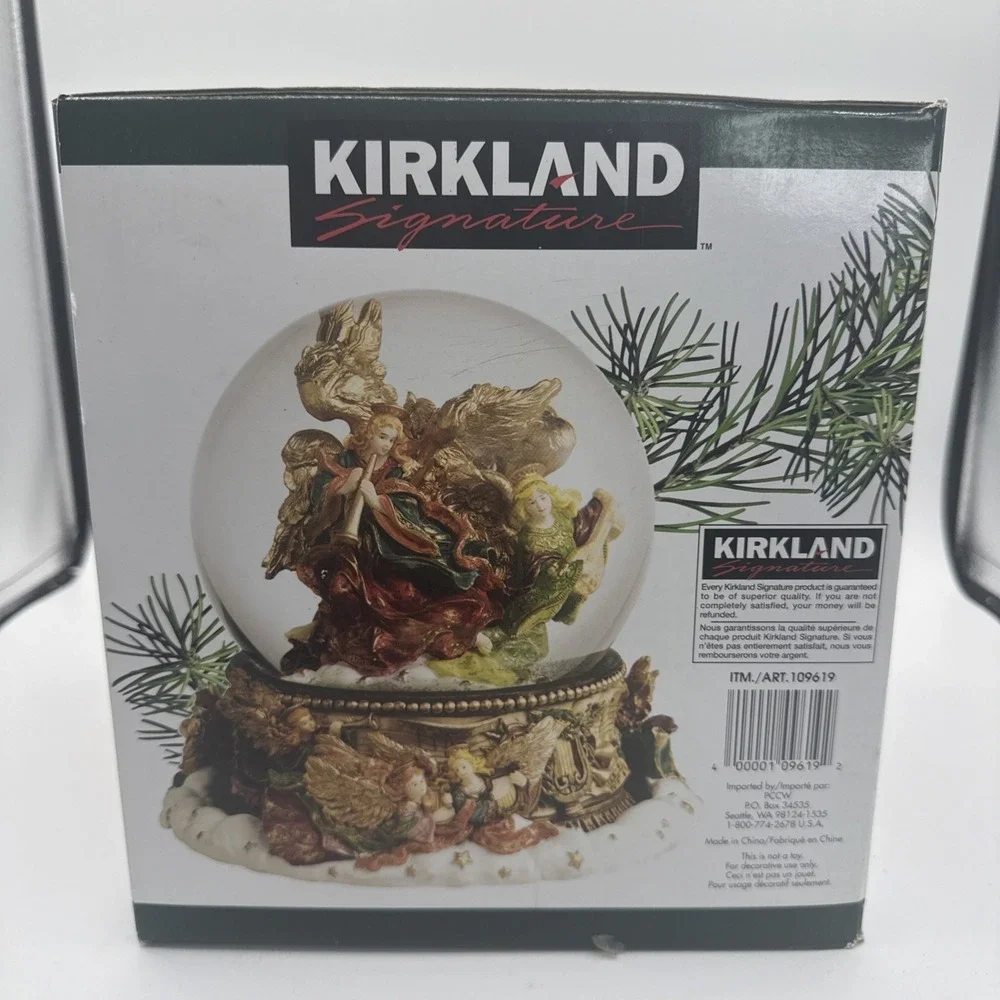 Kirkland Christmas Musical Waterglobe Revolving Base Snow Globe Hark Angel Works